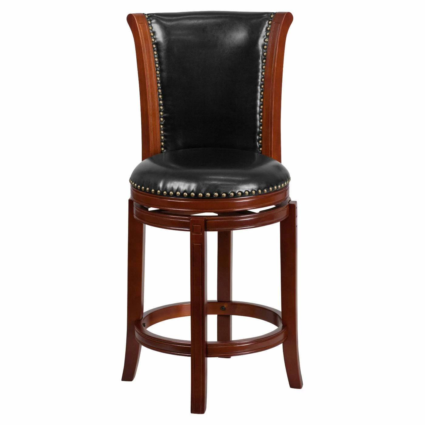 Outlet π₯ Counter Height Stools Flash Furniture 26 In. Dark Chestnut Counter Height Stool With Black Leather Swivel Seat π - Image 4