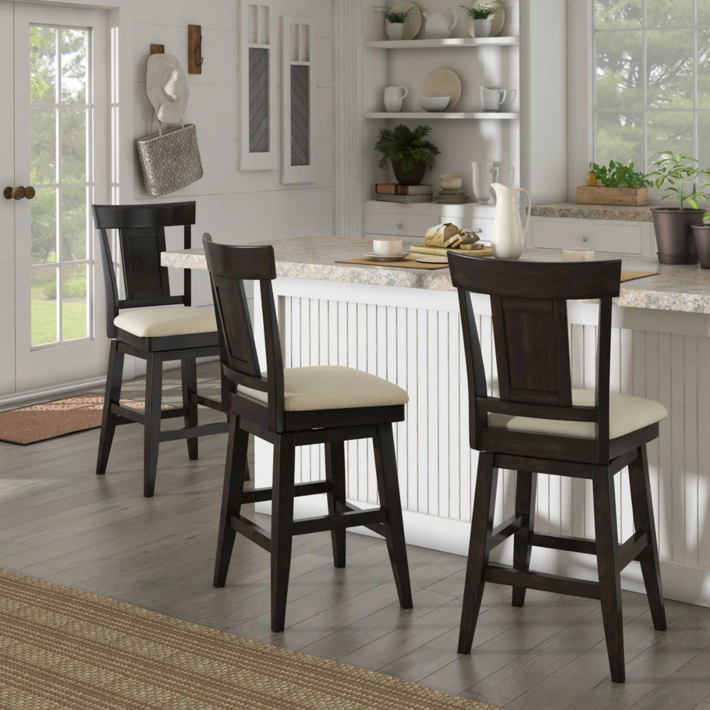 Best reviews of β Counter Height Stools HumbleNest Countryside Rustic Panel Back 25.8 In. Counter Height Wood Swivel Stool π - Image 4