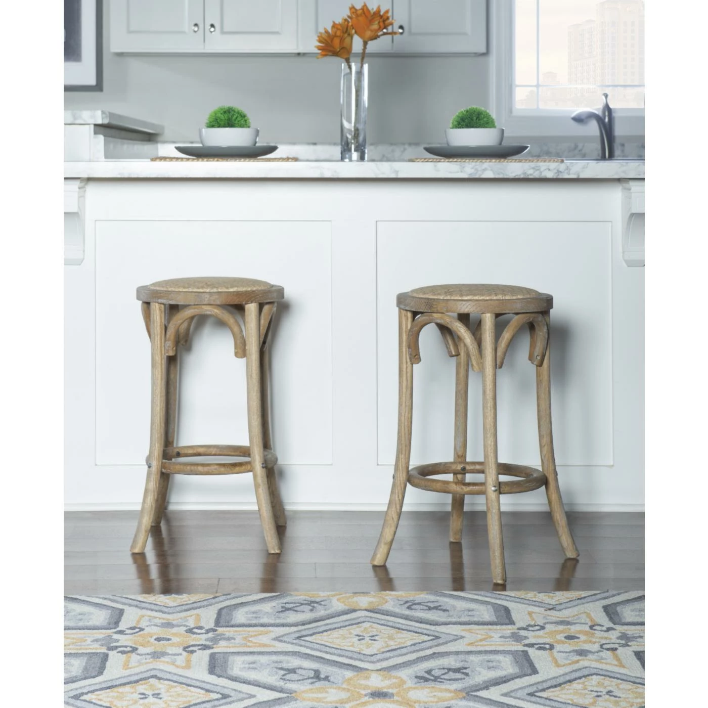 New ✨ Counter Height Stools Linon Rae 24 In. Backless Counter Stool - Brown ❤️ - Image 4