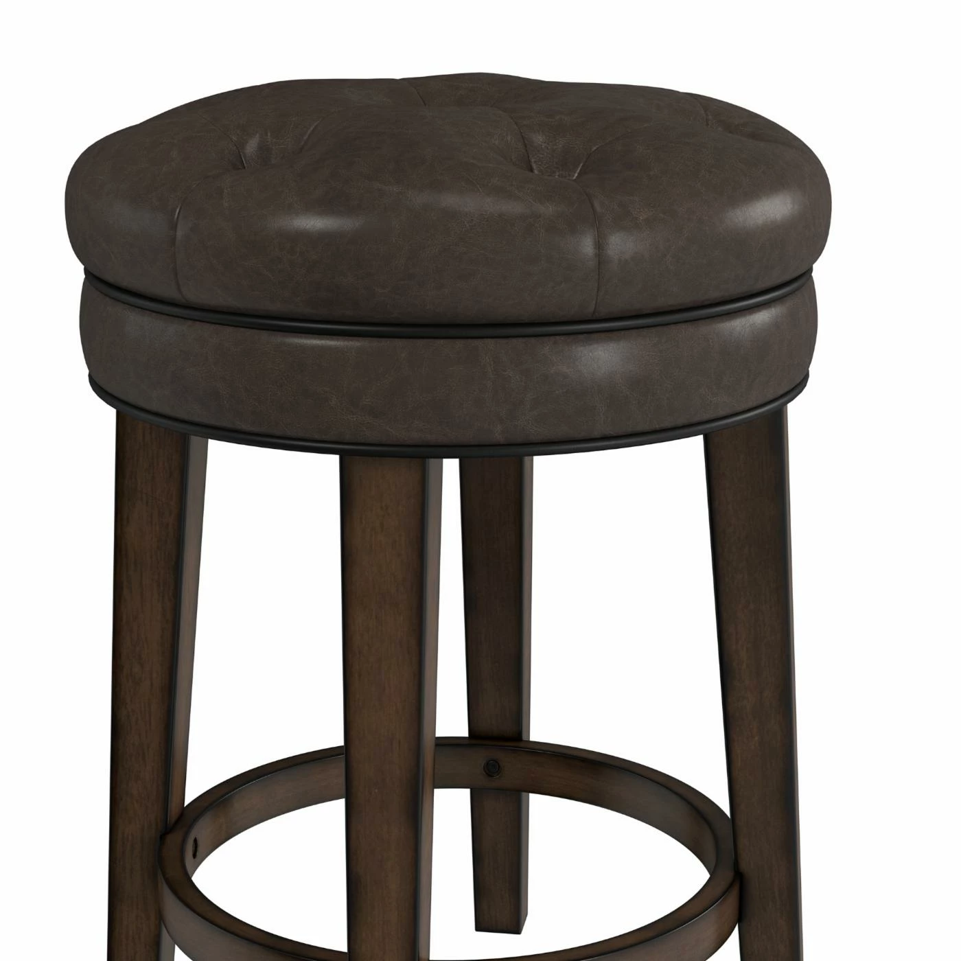 New π Hillsdale Furniture Counter Height Stools Hillsdale Krauss Backless Swivel Counter Stool - Gray Faux Leather π - Image 6