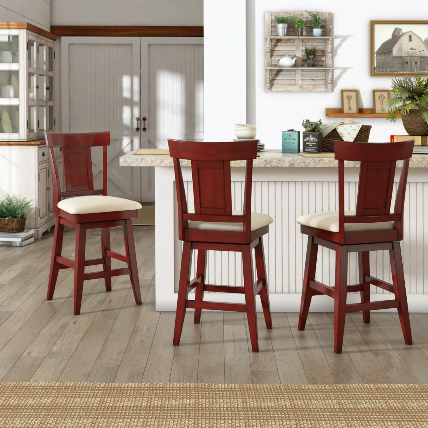 Best reviews of β Counter Height Stools HumbleNest Countryside Rustic Panel Back 25.8 In. Counter Height Wood Swivel Stool π - Image 6