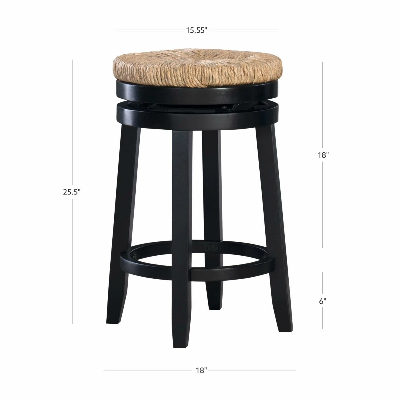 Brand new π― Counter Height Stools Powell Maya 26 In. Swivel Counter Stool - Black With Natural Rush β - Image 6