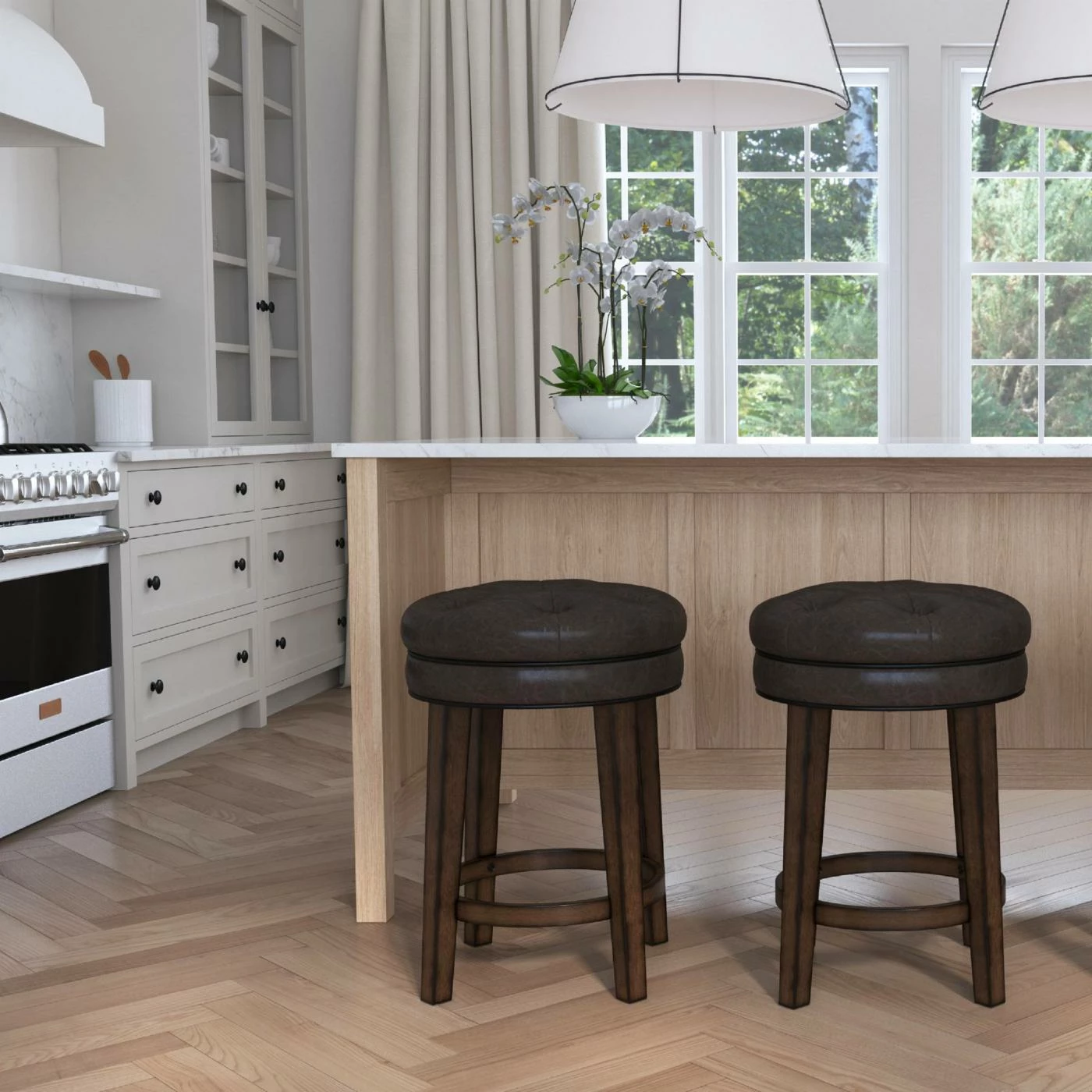 New π Hillsdale Furniture Counter Height Stools Hillsdale Krauss Backless Swivel Counter Stool - Gray Faux Leather π - Image 8