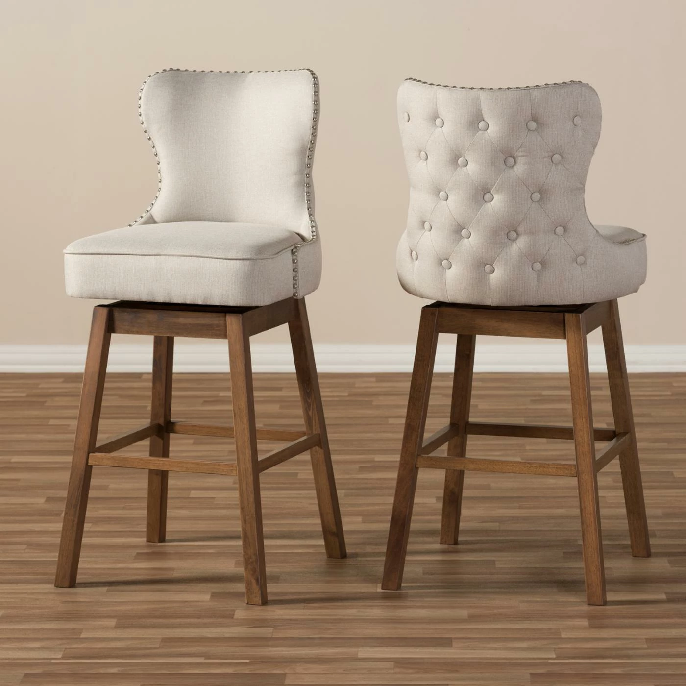 Best Sale ❤️ Counter Height Stools Baxton Studio Gradisca Upholstered Swivel Bar Stool - Set Of 2 🧨 - Image 8