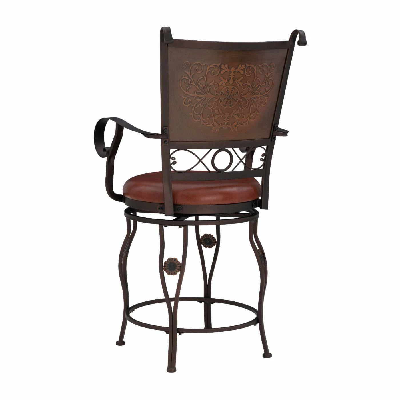 Buy π₯° Counter Height Stools Powell Copper Stamped Big & Tall 24 In. Upholstered Counter Stool With Arms - Rich Bronze With Warm Rust Faux Leather π - Image 9
