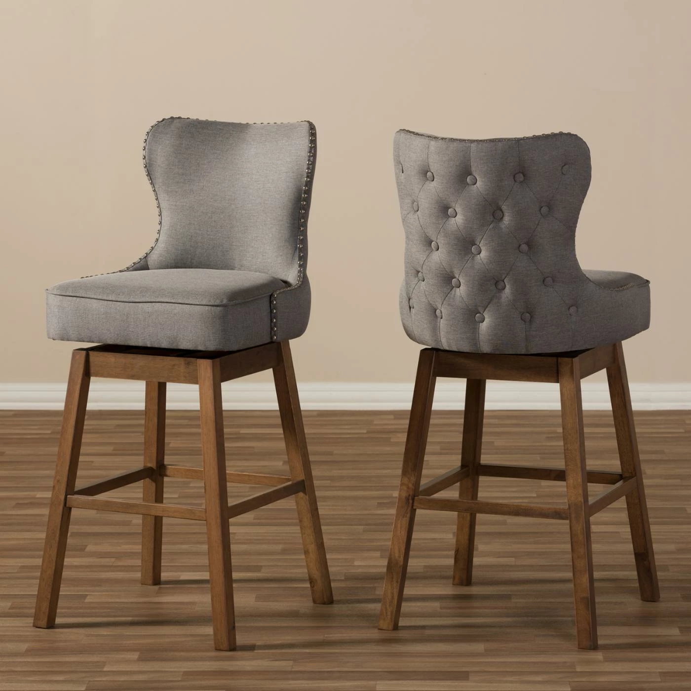 Best Sale ❤️ Counter Height Stools Baxton Studio Gradisca Upholstered Swivel Bar Stool - Set Of 2 🧨 - Image 9