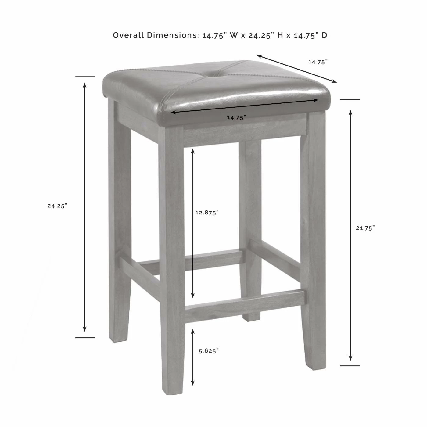 Discount π Crosley Counter Height Stools Upholstered Square Seat Backless Counter Stool - 24 In. - Set Of 2 π - Image 7