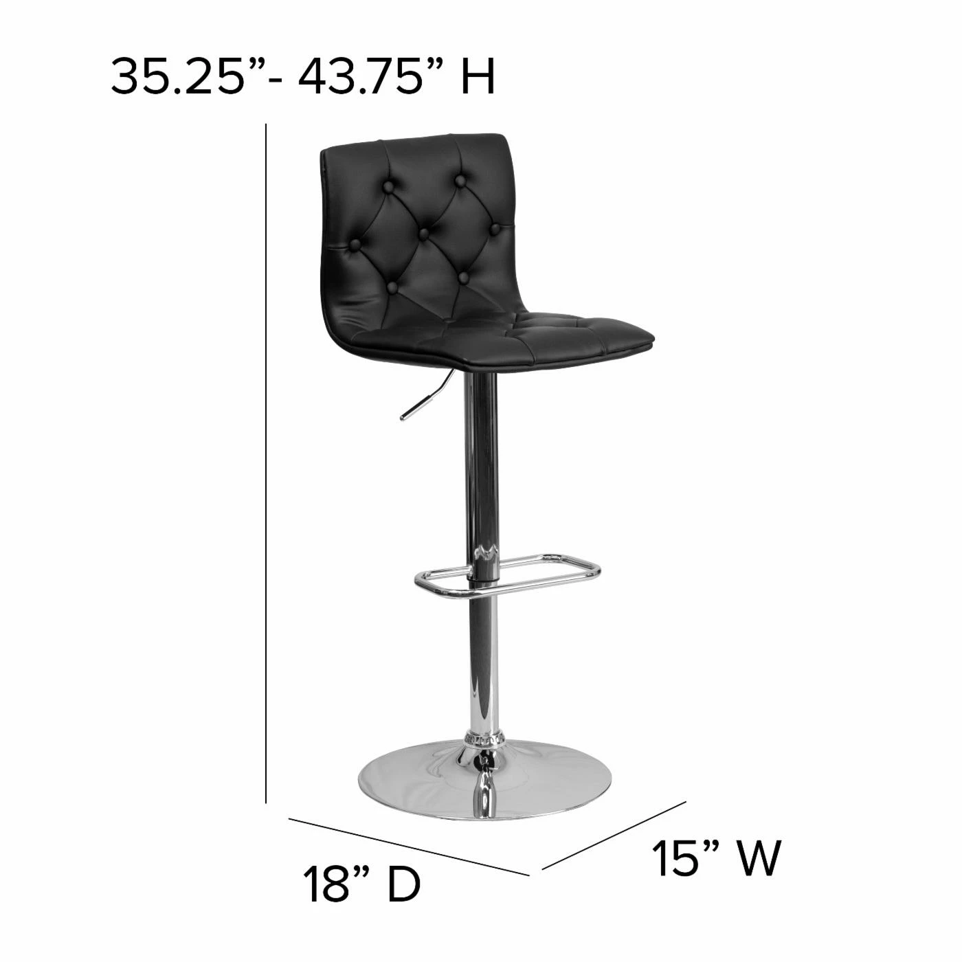 Wholesale β Counter Height Stools Flash Furniture Contemporary Button Tufted Adjustable Bar Stool With Chrome Base π - Image 10