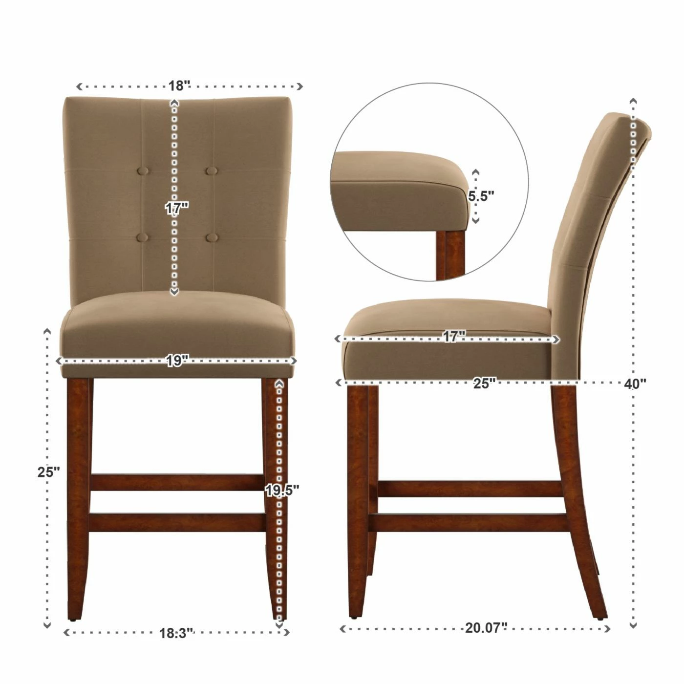 Outlet π Counter Height Stools Weston Home Tufted Counter Stool - 24 In. - Set Of 2 π€© - Image 8