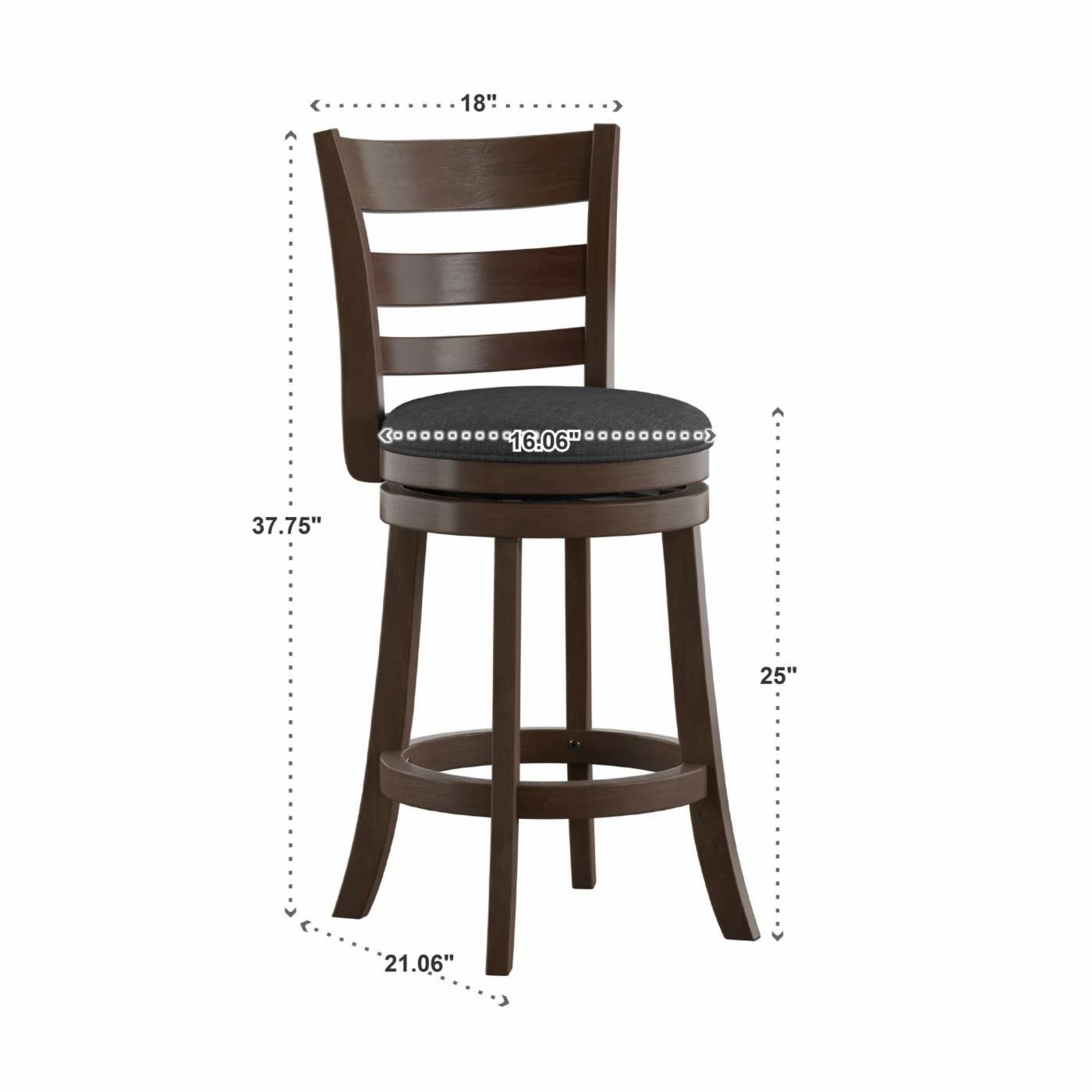 Best Sale π₯ Counter Height Stools Weston Home Edmond Collection 24H In. Swivel Counter Height Stool - Ladder Back Design π - Image 10