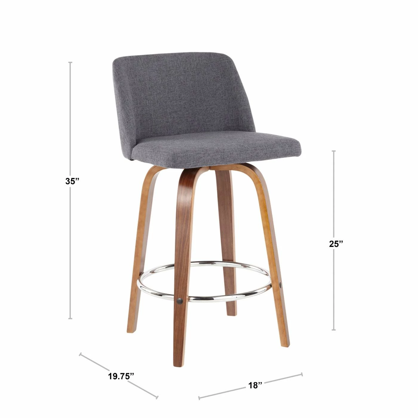Coupon βοΈ Counter Height Stools LumiSource Toriano 25.5 In. Mid-Century Modern Counter Stool - Set Of 2 π - Image 10