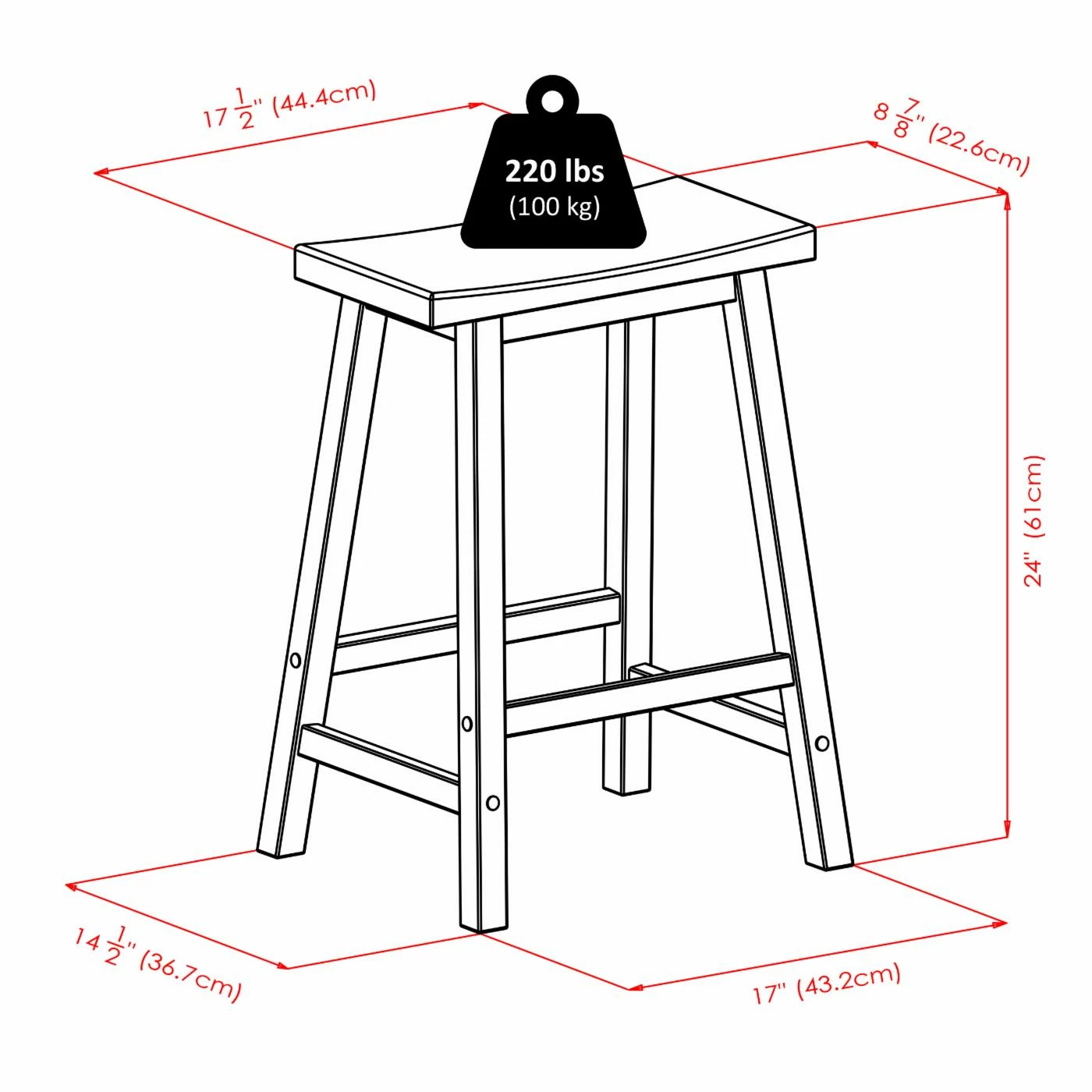 Best deal π Counter Height Stools Winsome 24-Inch RTA Single Saddle Seat Counter Stool - Beechwood β - Image 6