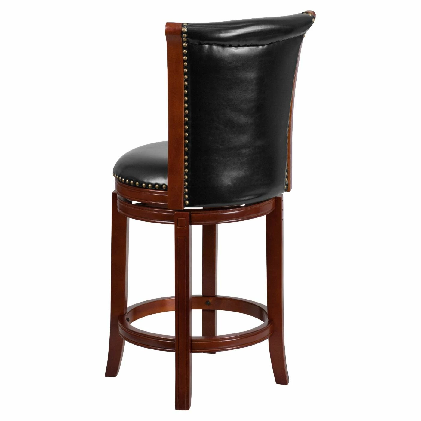 Outlet π₯ Counter Height Stools Flash Furniture 26 In. Dark Chestnut Counter Height Stool With Black Leather Swivel Seat π - Image 3