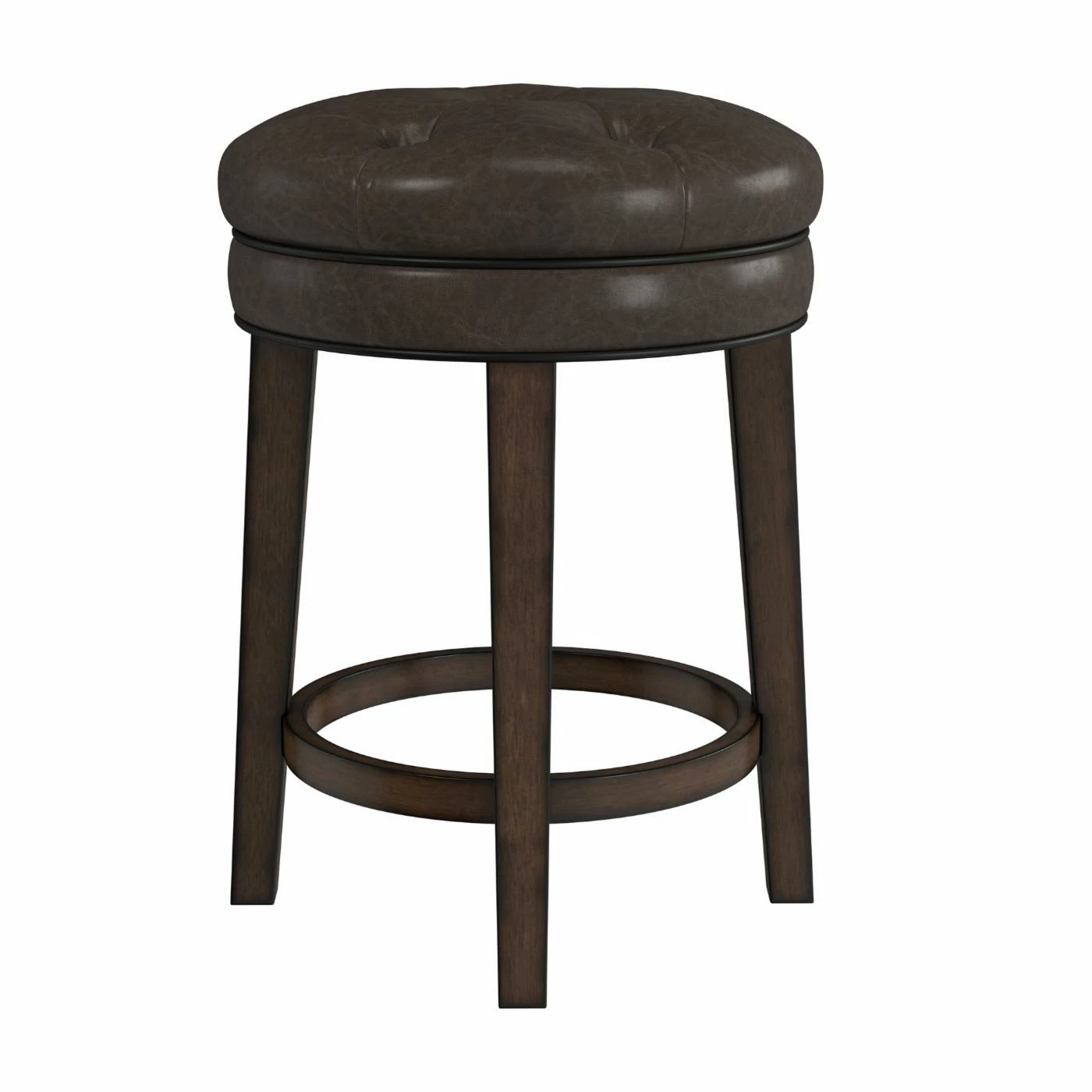 New π Hillsdale Furniture Counter Height Stools Hillsdale Krauss Backless Swivel Counter Stool - Gray Faux Leather π - Image 3