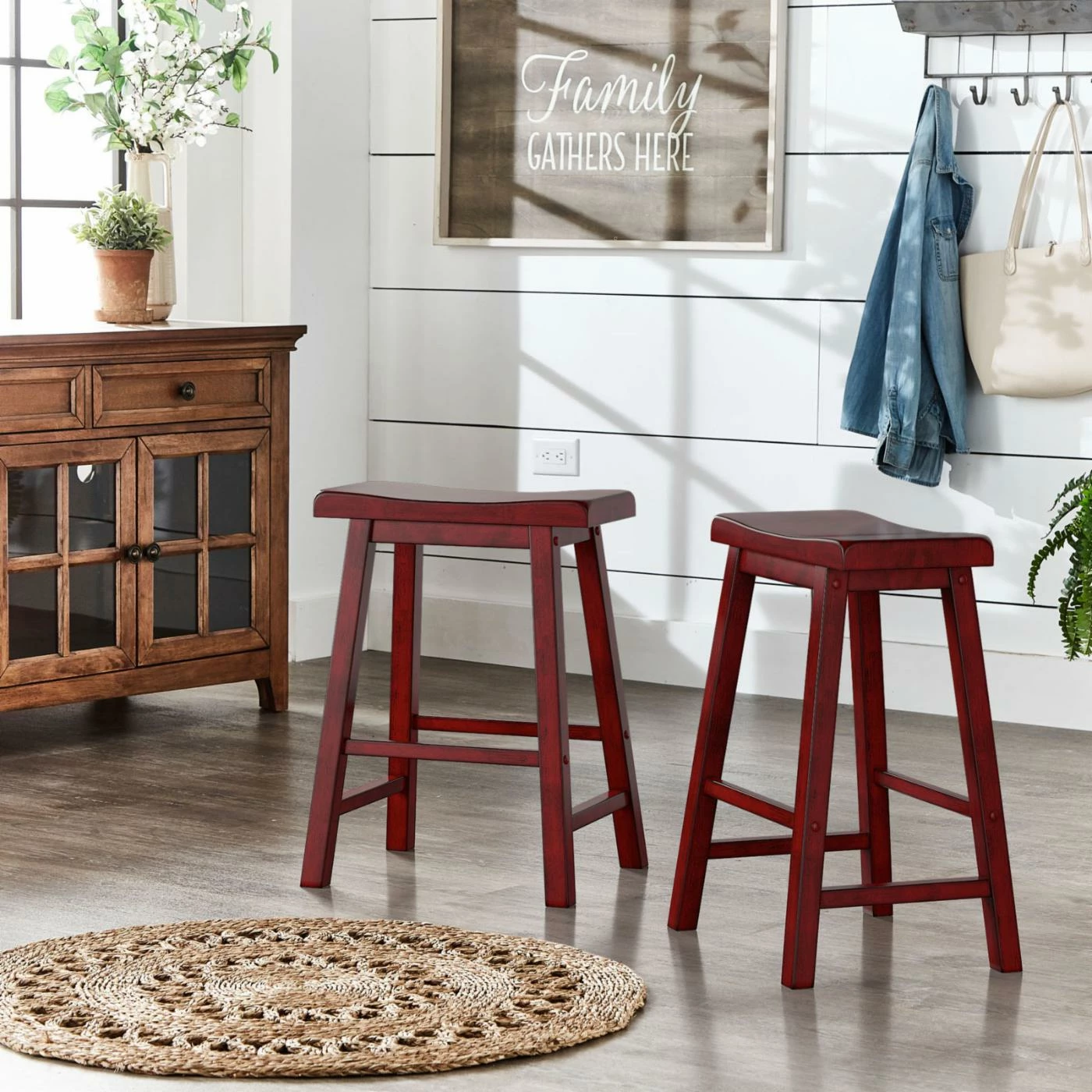 Flash Sale π Counter Height Stools Weston Home Ashby Saddle Seat Backless 24 In. Counter Stools - Set Of 2 β¨ - Image 3