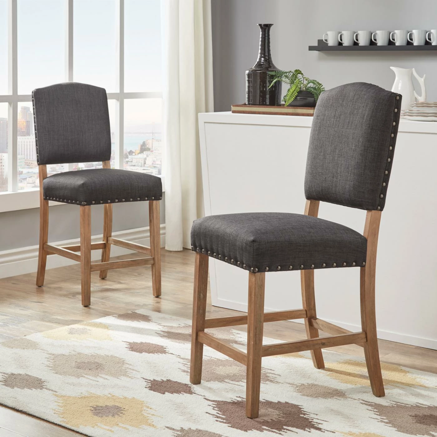 Buy π Counter Height Stools HumbleNest Countryside Premium Nailhead Upholstered 25 In. Counter Stool - Set Of 2 π― - Image 3