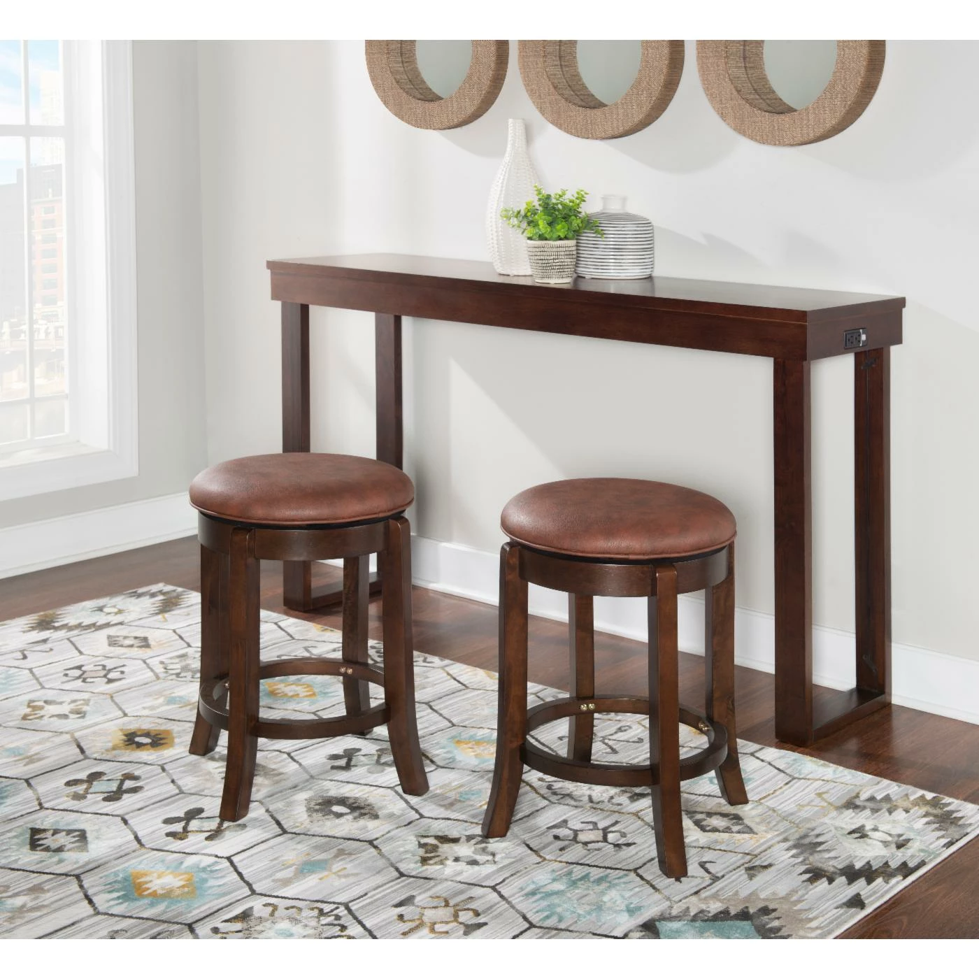Hot Sale βοΈ Counter Height Stools Powell Merik 24 In. Swivel Counter Stool - Espresso Brown π - Image 3
