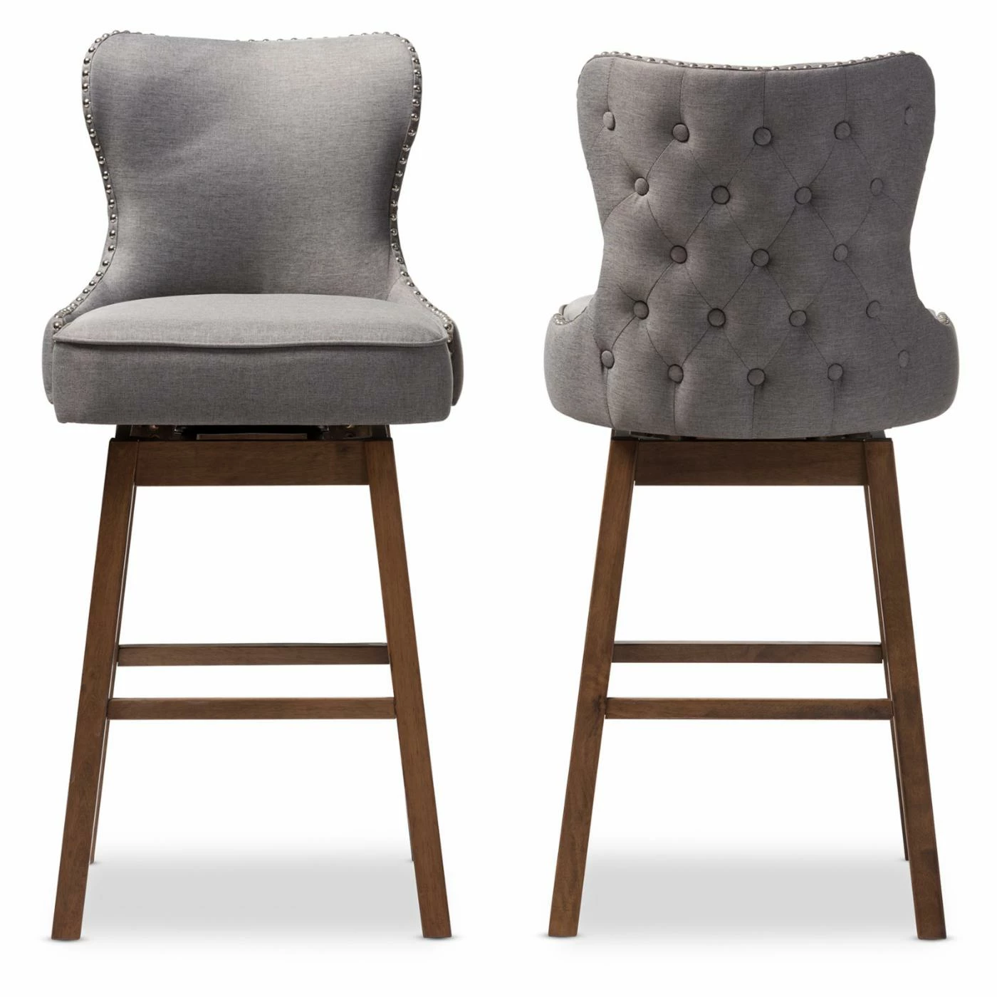 Best Sale ❤️ Counter Height Stools Baxton Studio Gradisca Upholstered Swivel Bar Stool - Set Of 2 🧨 - Image 3