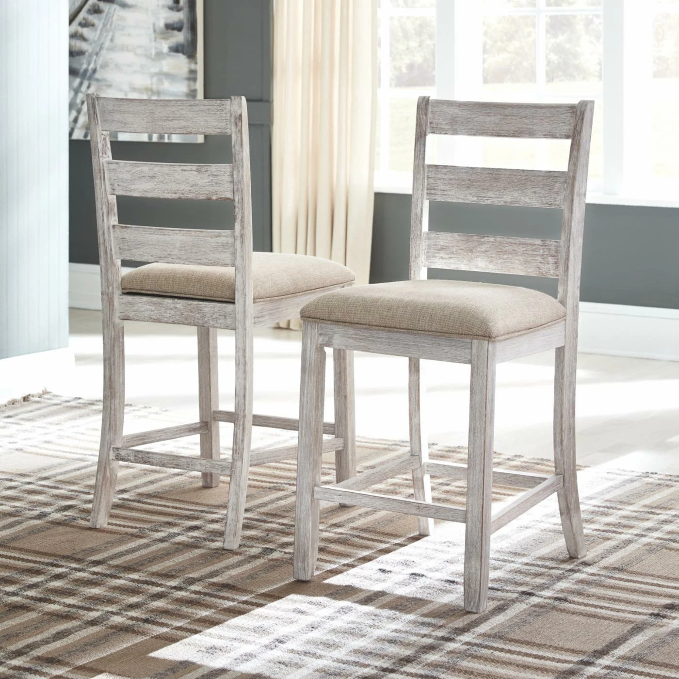Outlet βοΈ Counter Height Stools Signature Design By Ashley Skempton 24 In. Ladder Back Counter Stool - Set Of 2 π - Image 2
