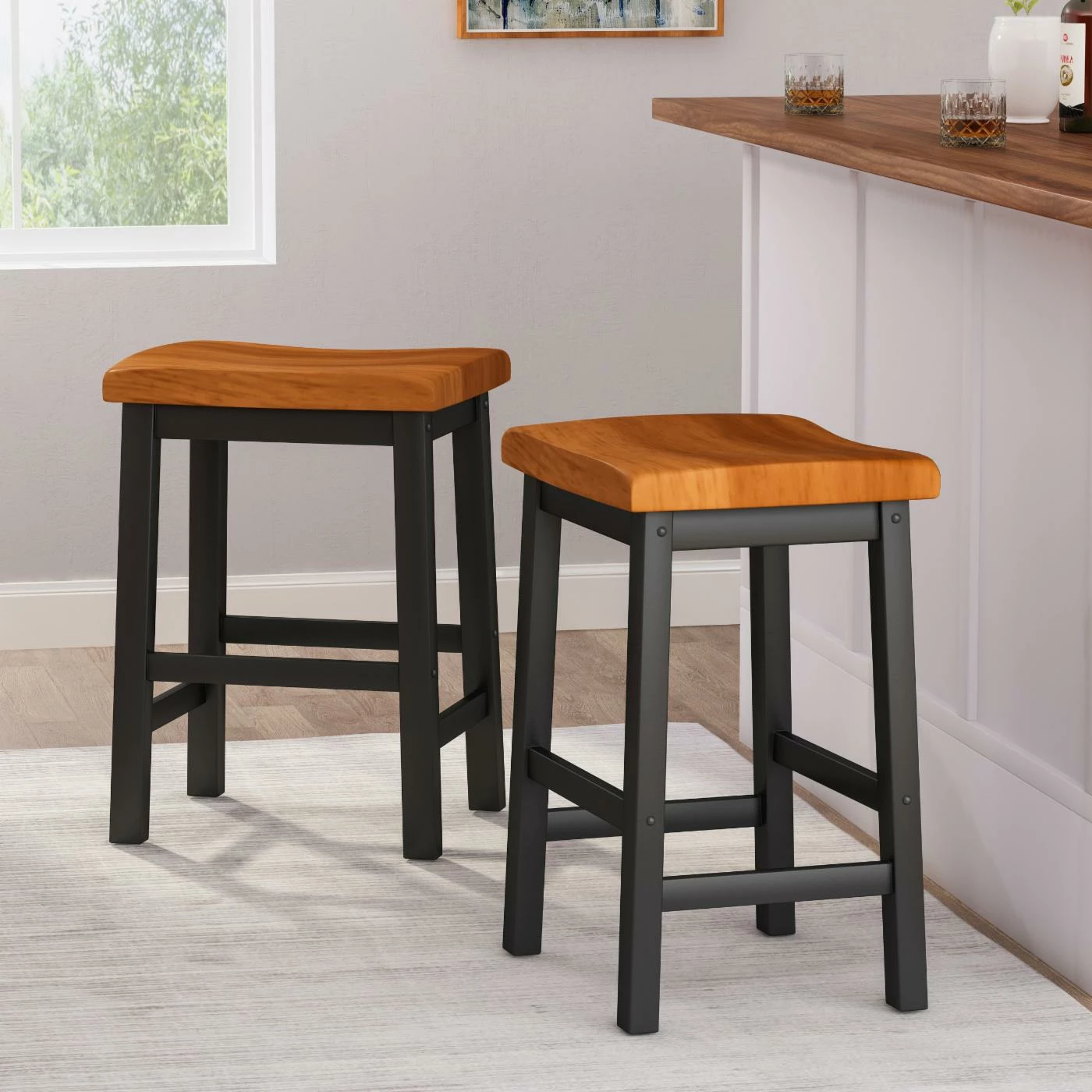 Promo π Best Selling Home Counter Height Stools 24 In. Counter Bar Stool - Set Of 2 π - Image 2