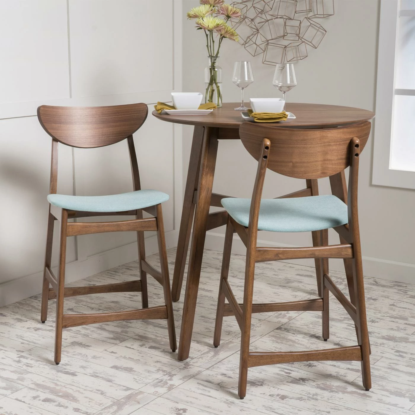 Wholesale π Counter Height Stools HN Home Canyon Mid-Century Modern 24 In. Upholstered Seat Counter Height Side Chair - Set Of 2 β¨ - Image 2
