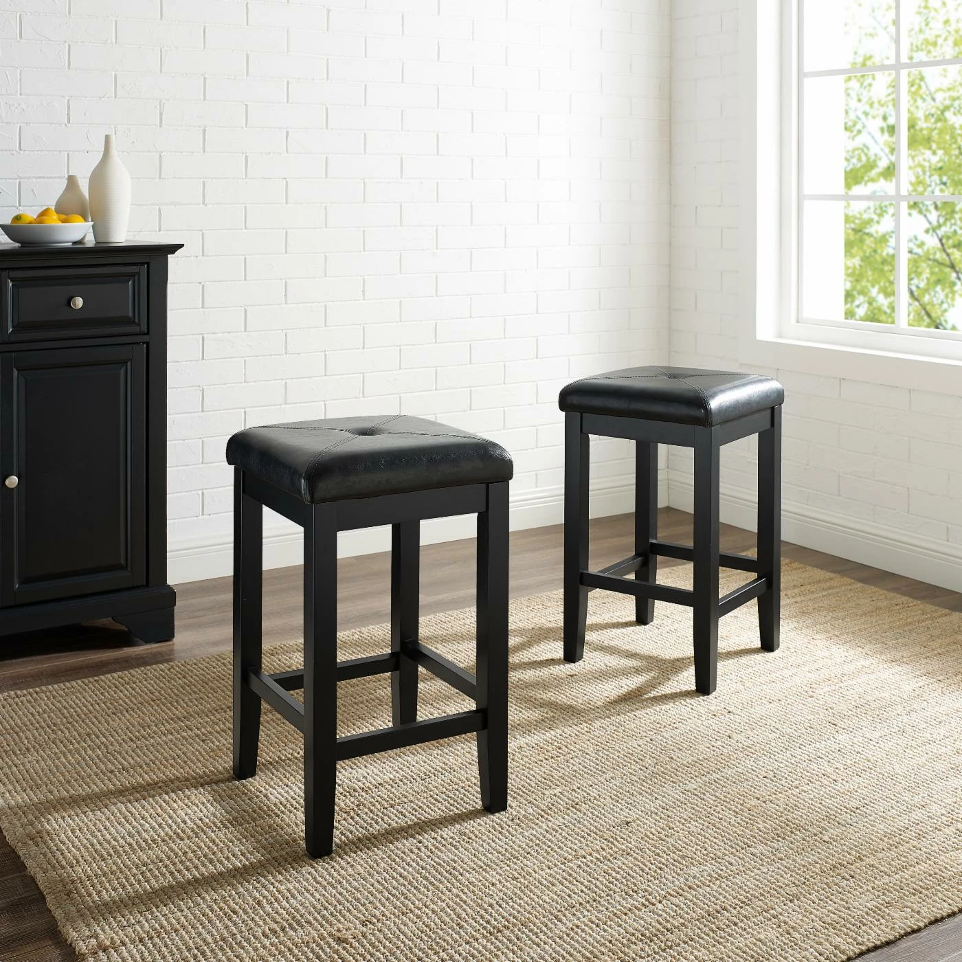 Discount π Crosley Counter Height Stools Upholstered Square Seat Backless Counter Stool - 24 In. - Set Of 2 π - Image 2