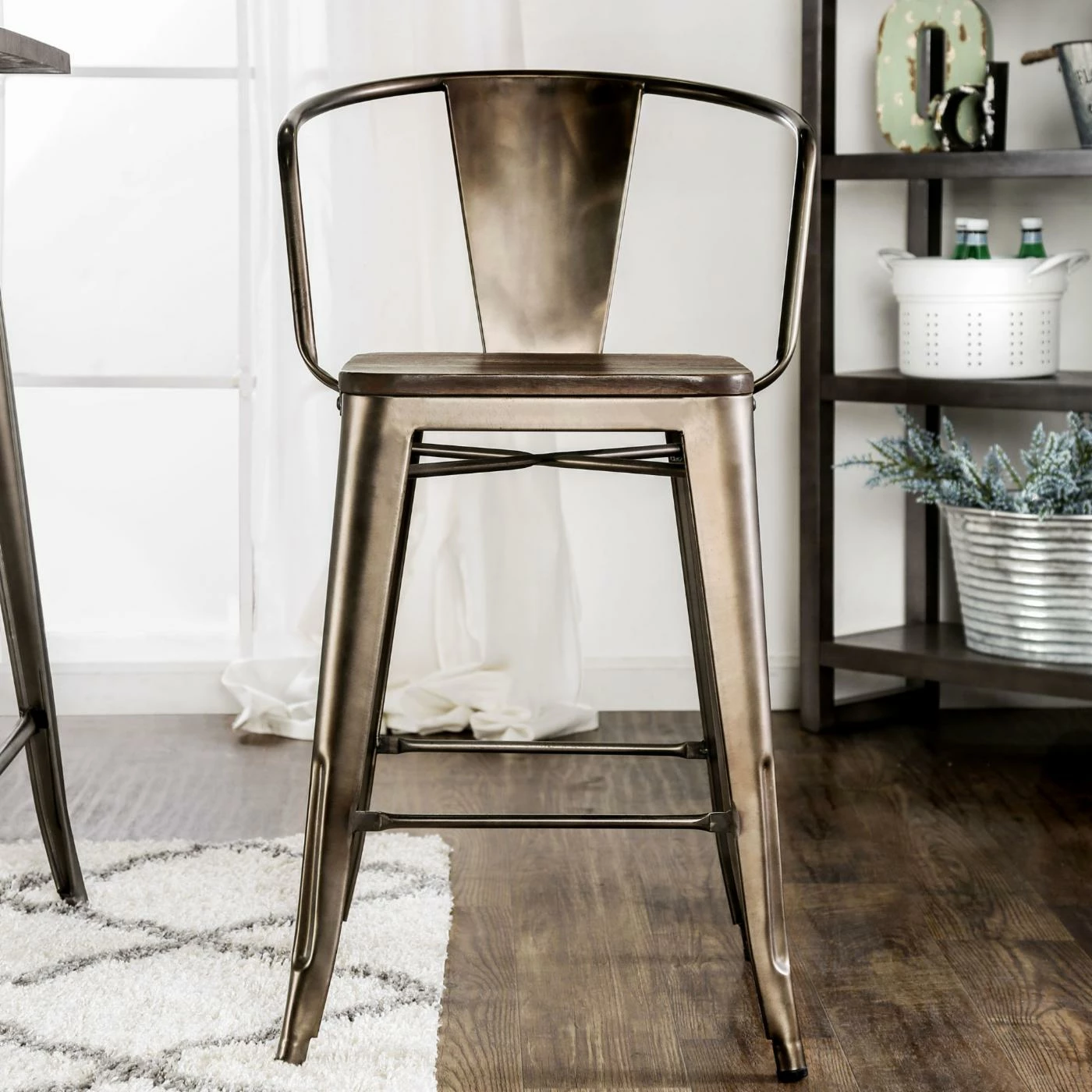 Best Sale π Counter Height Stools Furniture Of America Olmsted Counter Height Metal Framed Dining Chairs - Set Of 2 π - Image 2