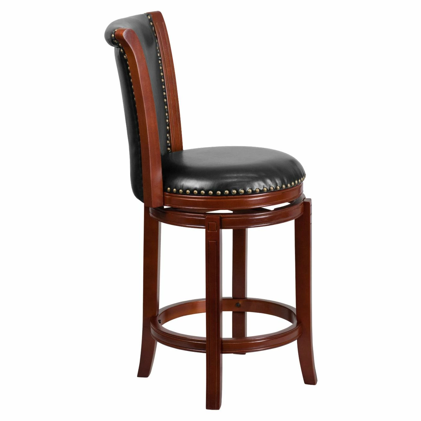Outlet π₯ Counter Height Stools Flash Furniture 26 In. Dark Chestnut Counter Height Stool With Black Leather Swivel Seat π - Image 2