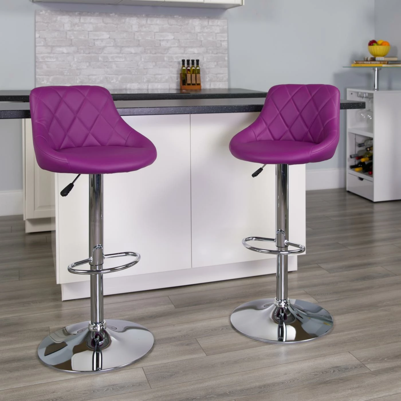 Best Sale π₯° Counter Height Stools Flash Furniture Contemporary Bucket Seat Adjustable Bar Stool With Chrome Base π - Image 2