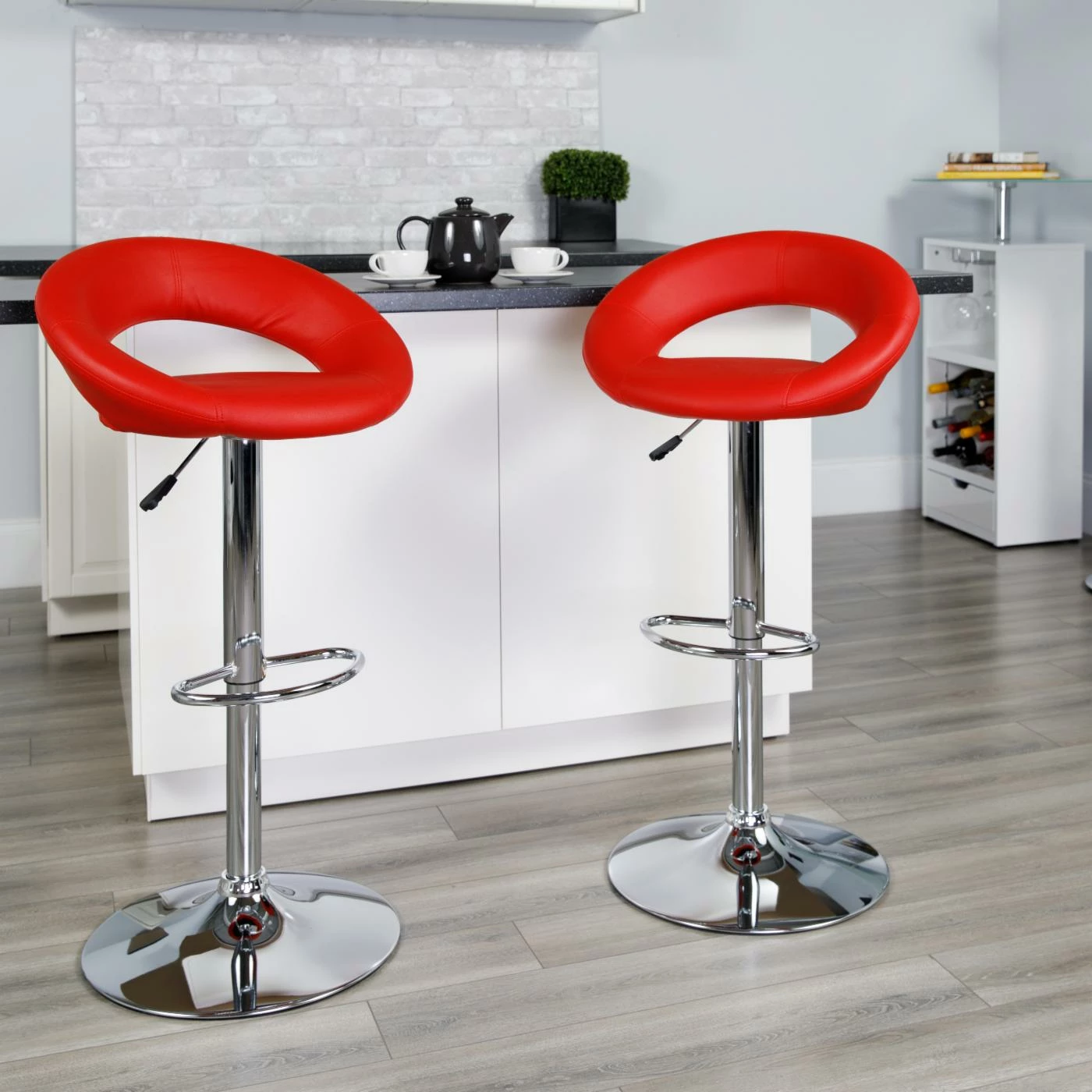Discount π Counter Height Stools Flash Furniture Contemporary Round-Orbit Design Adjustable Bar Stool With Chrome Base π - Image 2