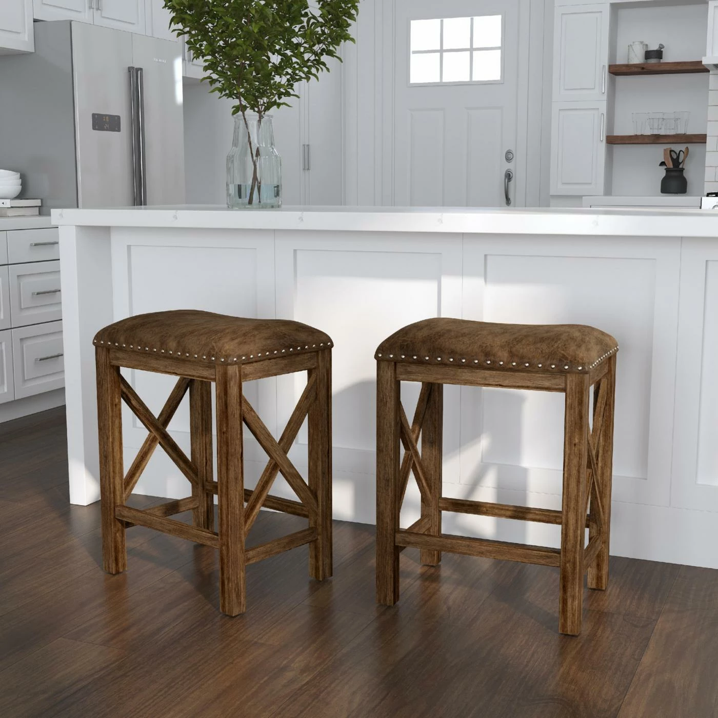 Best deal π Counter Height Stools Hillsdale Furniture Willow Bend Antique Walnut Stationary 26 In. Counter Height Stool - Set Of 2 π₯° - Image 2