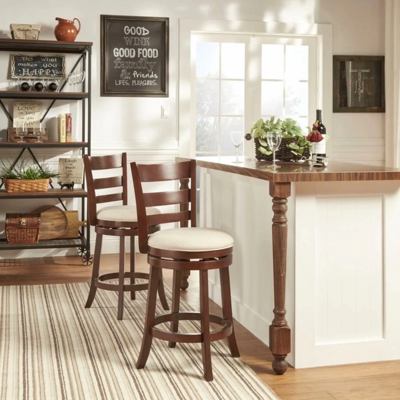 Best Sale π₯ Counter Height Stools Weston Home Edmond Collection 24H In. Swivel Counter Height Stool - Ladder Back Design π - Image 2