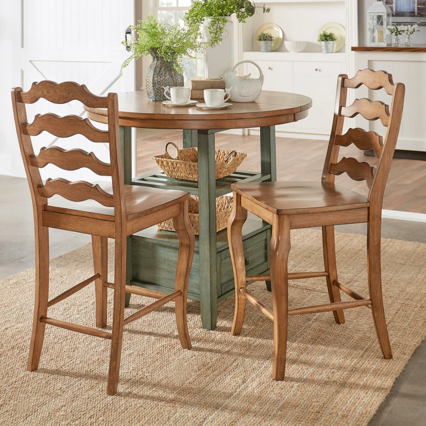 New π Counter Height Stools HumbleNest Homestead Vintage French Ladder Back 24 In. Counter Stool - Set Of 2 π― - Image 2