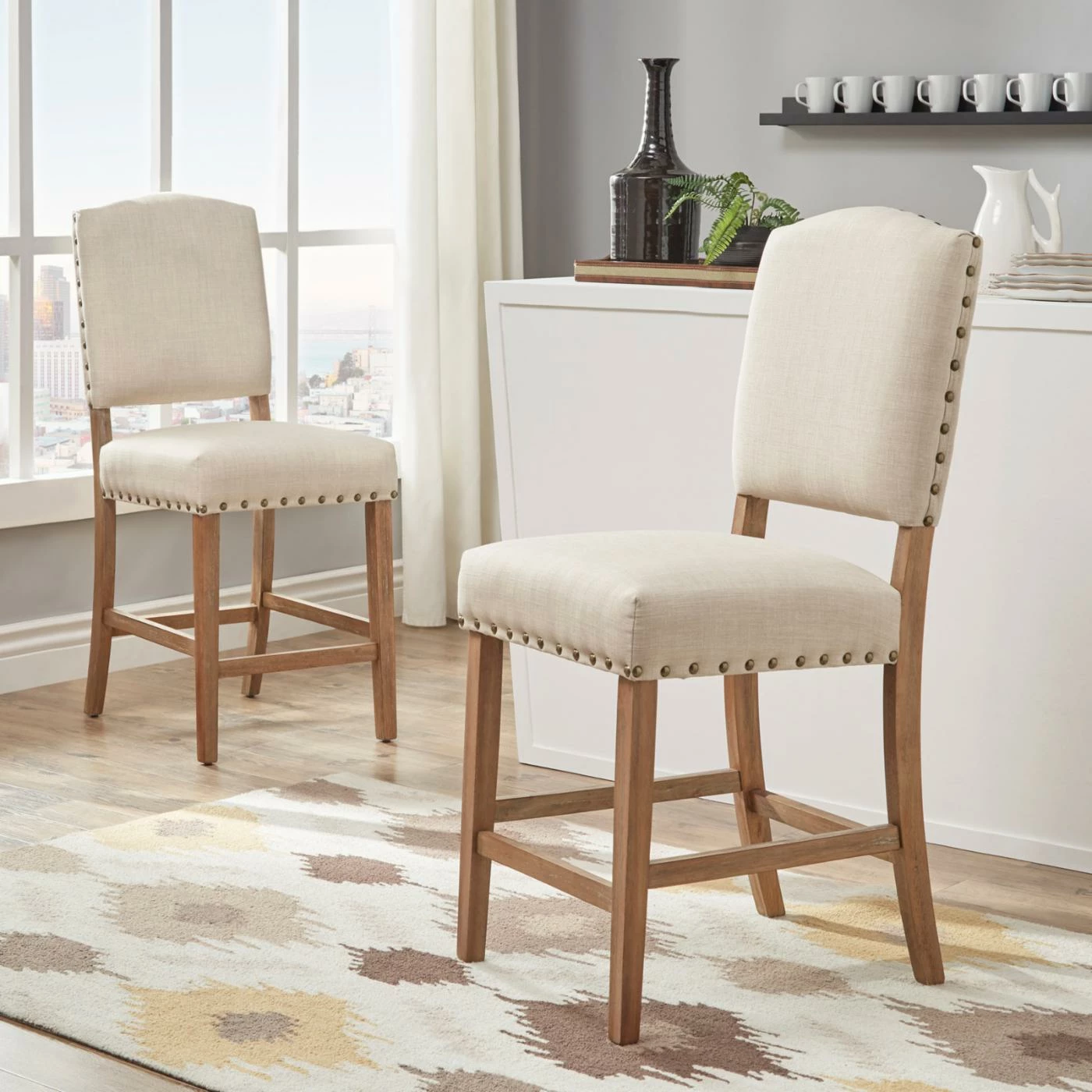 Buy π Counter Height Stools HumbleNest Countryside Premium Nailhead Upholstered 25 In. Counter Stool - Set Of 2 π― - Image 2