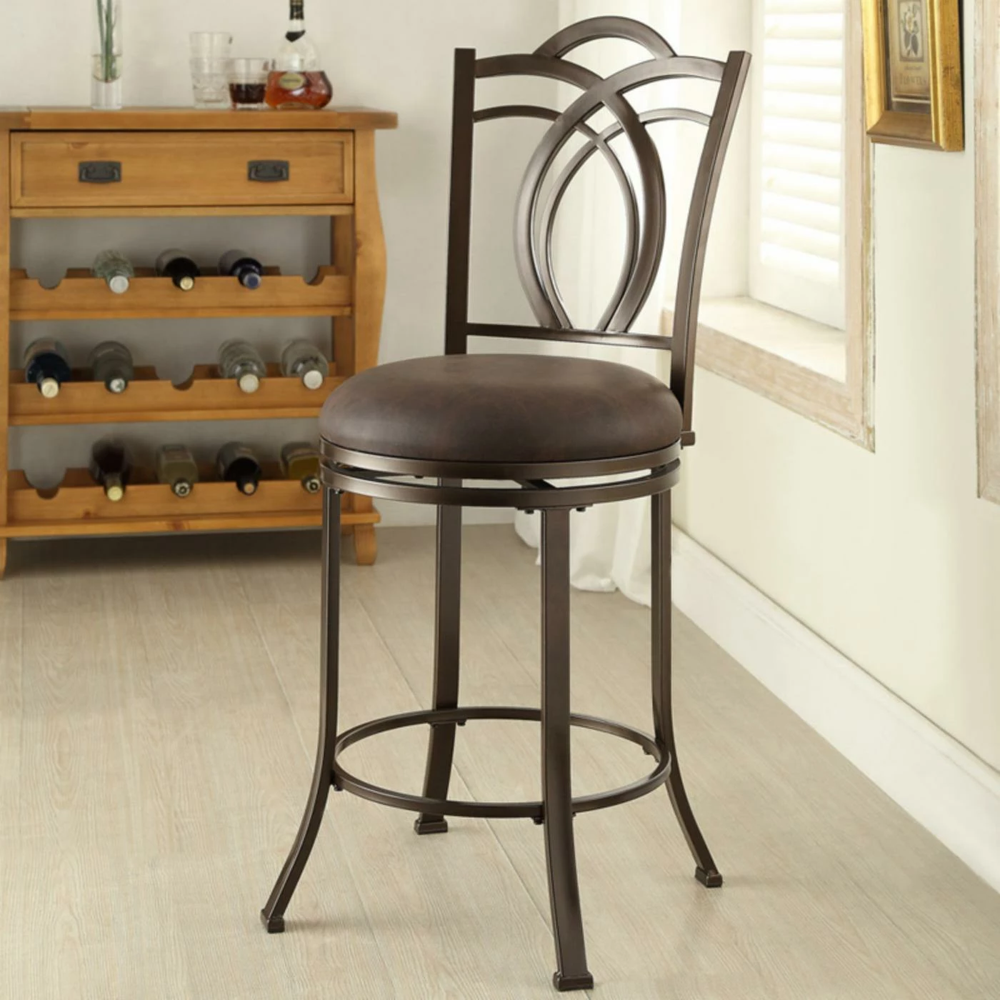 Promo π₯ Counter Height Stools Linon Calif 24 In. Metal Swivel Counter Stool - Coffee Brown π - Image 2