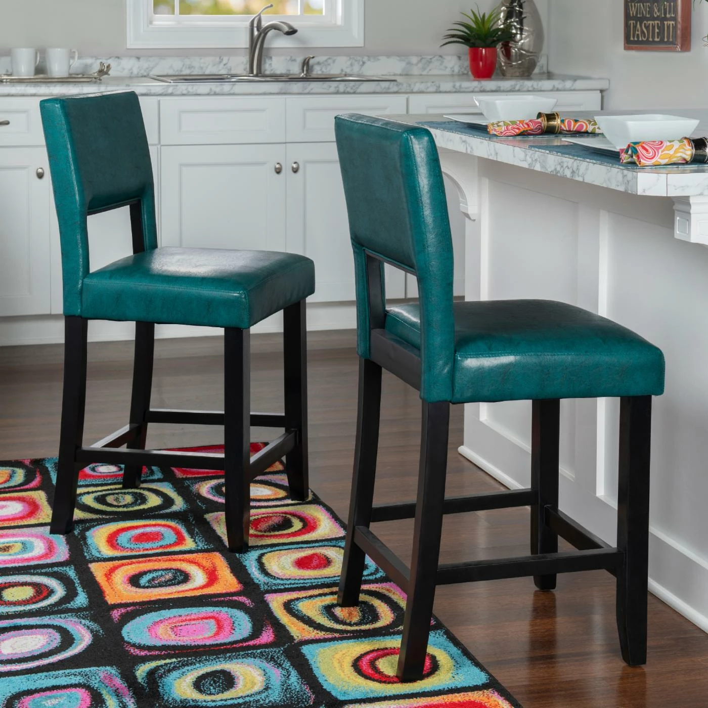 Flash Sale 𧨠Counter Height Stools Linon Vega 24 In. Counter Stool - Agean Blue π₯ - Image 2