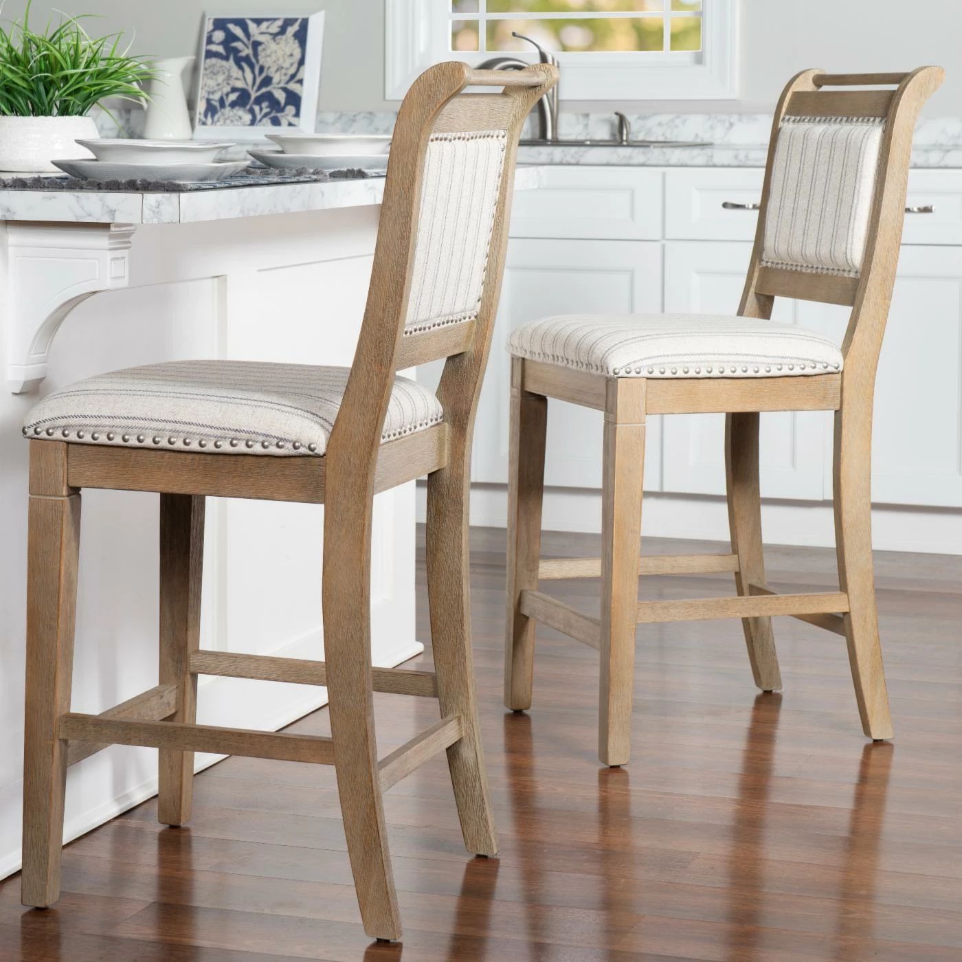 Discount π Counter Height Stools Linon Emmy 26 In. Upholstered Counter Stool With Nailhead Trim π - Image 2