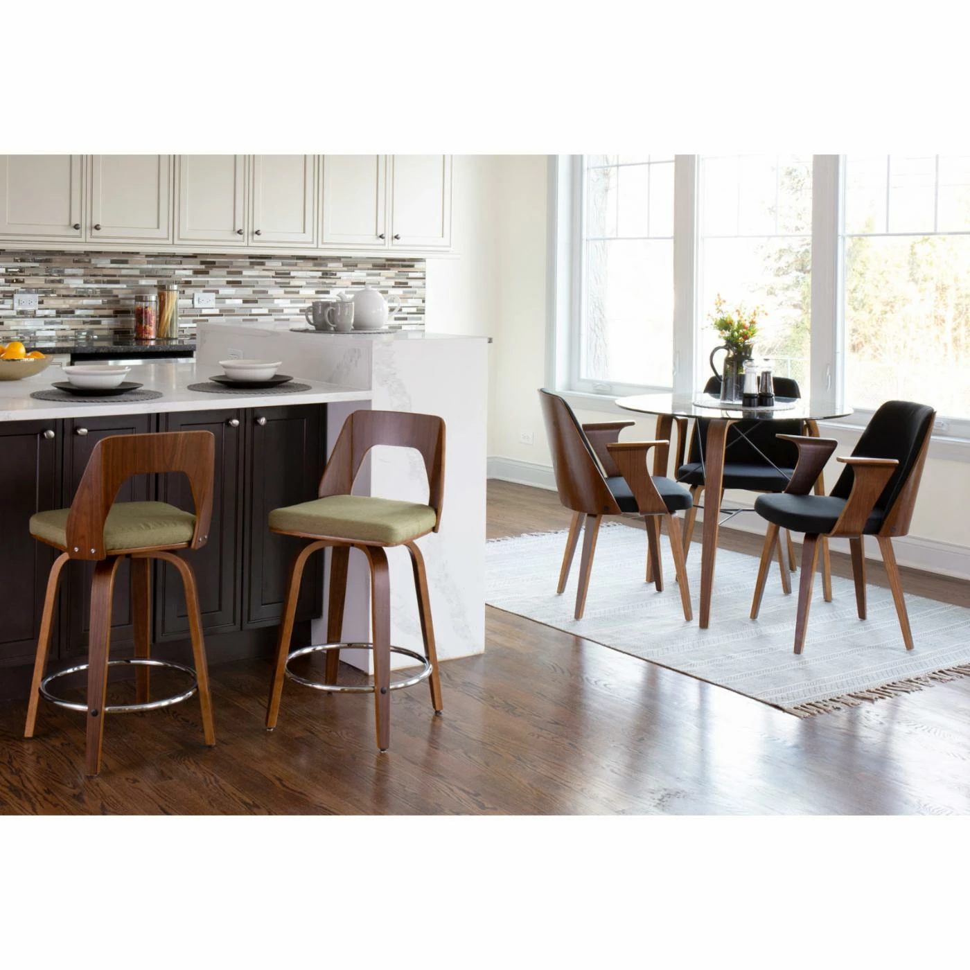 Coupon π Counter Height Stools LumiSource Trilogy 24 In. Keyhole Fabric Counter Stool - Set Of 2 π - Image 2