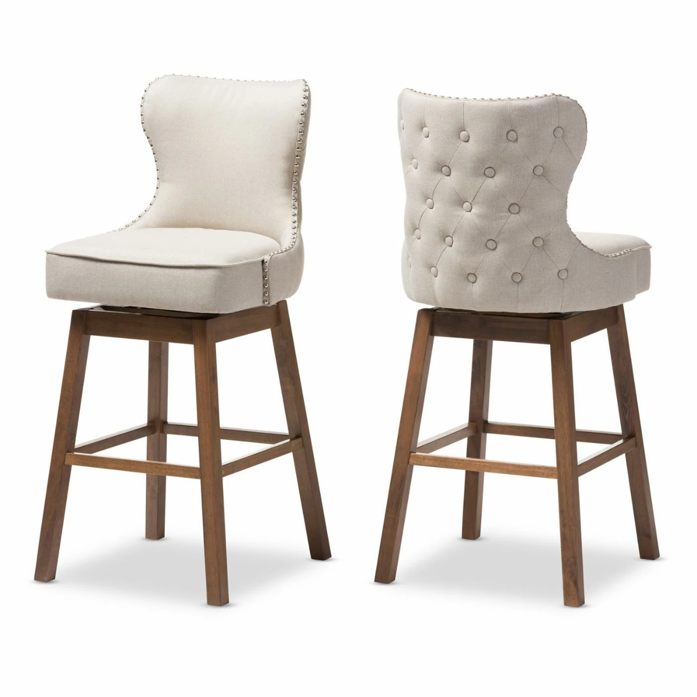 Best Sale ❤️ Counter Height Stools Baxton Studio Gradisca Upholstered Swivel Bar Stool - Set Of 2 🧨 - Image 2