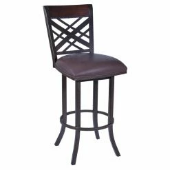 Best Sale 💯 Counter Height Stools Armen Living Tahiti 26 In. Upholstered Swivel Cross Back Counter Stool 💯