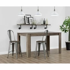 Hot Sale ✔️ Counter Height Stools DHP Luxor 24 In. Metal Counter Stool With Wood Seat - Set Of 2 ⌛