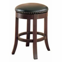 Best deal 😀 Counter Height Stools Benzara Round Wooden Counter Height Stool With Upholstered Seat - Set Of 2 🌟