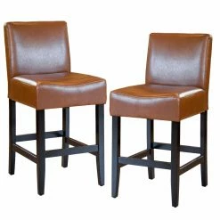 Wholesale 🧨 Best Selling Home Counter Height Stools Lopez Hazelnut Leather Counter Stools - 2 Pack 🌟