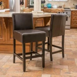 Deals 🧨 Best Selling Home Counter Height Stools Natalie Leather Counter Stool - Set Of 2 👏