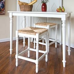 Promo 🎉 Carolina Chair & Table Co. Counter Height Stools Carolina Gilbert 24 In. Counter Stool - Antique White With Rush Seat 🔥