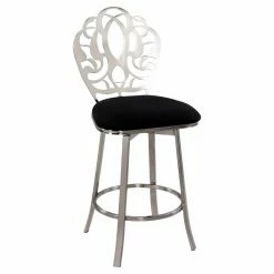Deals ⭐ Counter Height Stools Chintaly Mya Laser Cut Back Memory Back Swivel Counter Stool - Brushed Nickel ✨