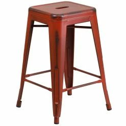 Best reviews of 🔔 Counter Height Stools Flash Furniture 24 In. Square Backless Distressed Metal Indoor-Outdoor Counter Height Stool 😀