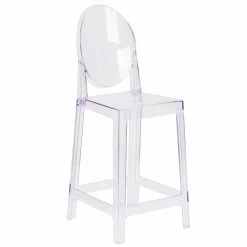 New 👍 Counter Height Stools Flash Furniture Ghost Counter Stool In Transparent Crystal With Oval Back 🎉