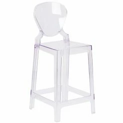 Cheapest 👏 Counter Height Stools Flash Furniture Ghost Counter Stool In Transparent Crystal With Tear Back ⌛