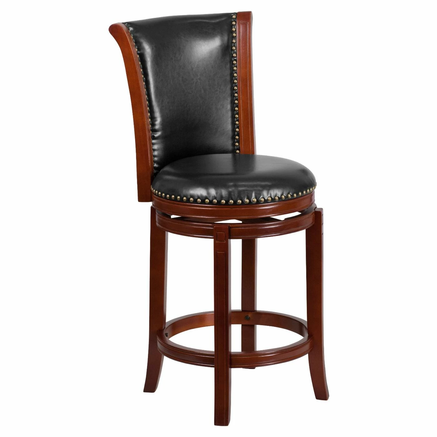 Outlet π₯ Counter Height Stools Flash Furniture 26 In. Dark Chestnut Counter Height Stool With Black Leather Swivel Seat π